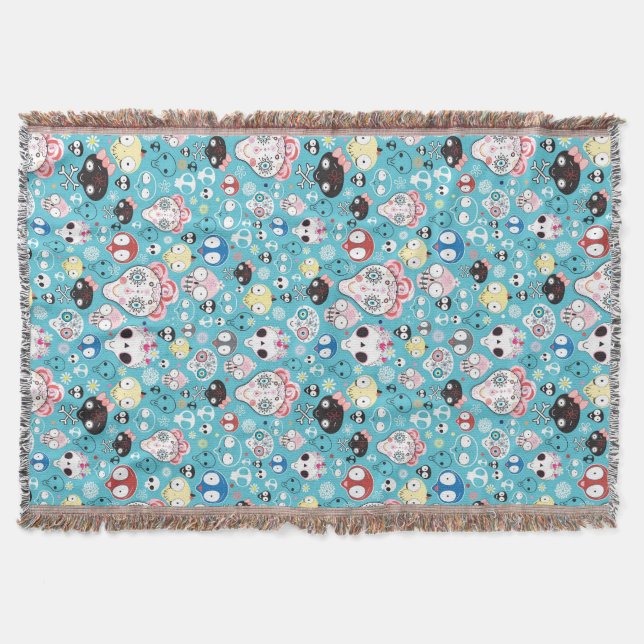 Texture laughing skull throw blanket (Front)