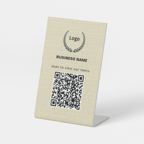 Texture Logo Restaurant Menu QR Code Business Pedestal Sign