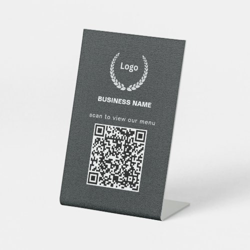 Texture Logo Restaurant Menu QR Code Business Pedestal Sign
