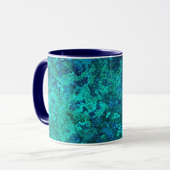 Texture look marble stone blue turquoise natural  mug (Front Left)