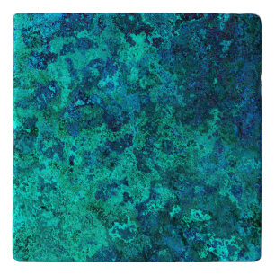 Texture look marble stone blue turquoise natural trivet