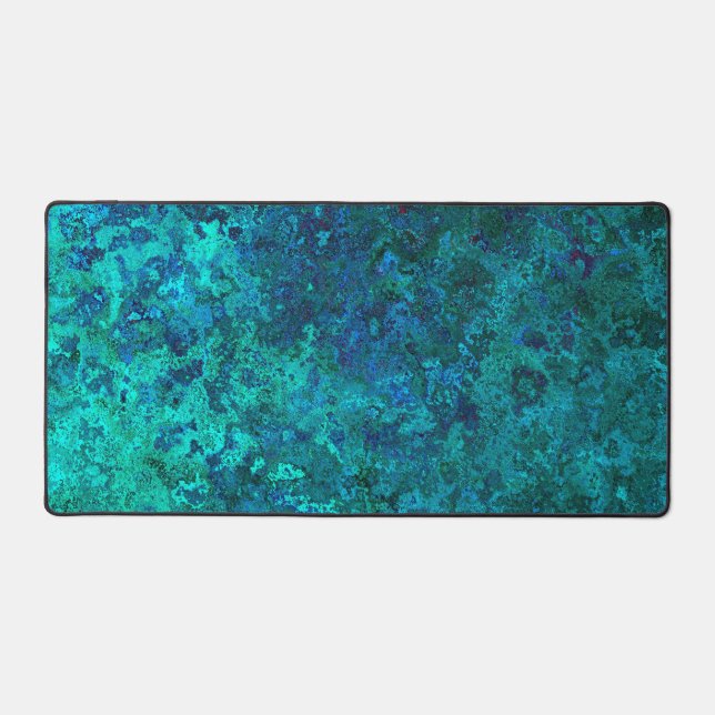 Texture marble stone blue and turquoise natural desk mat (Front)