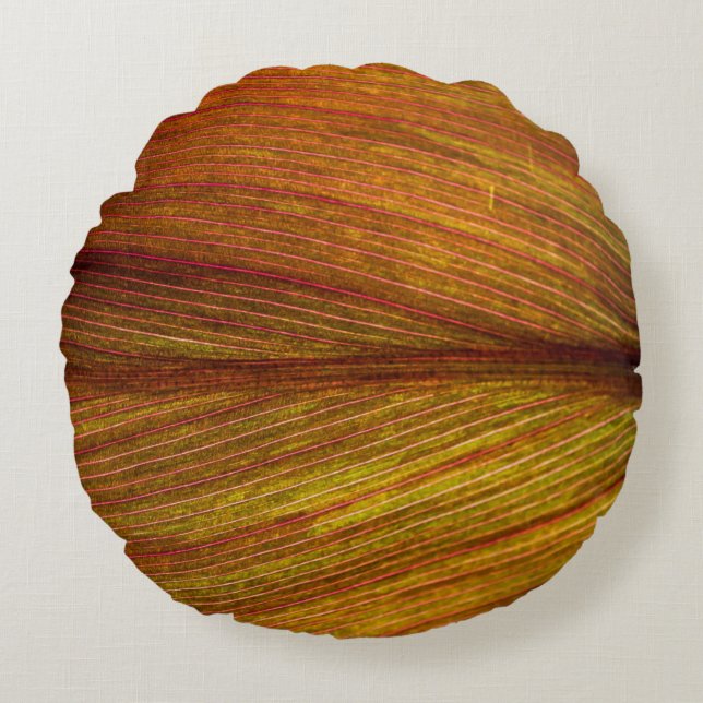 Texture nature leaf botany macro round pillow (Front)