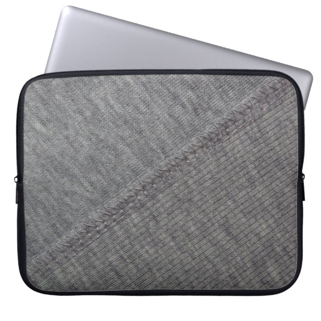 texture of gray fabric with abstract drawings and  laptop sleeve (Front)