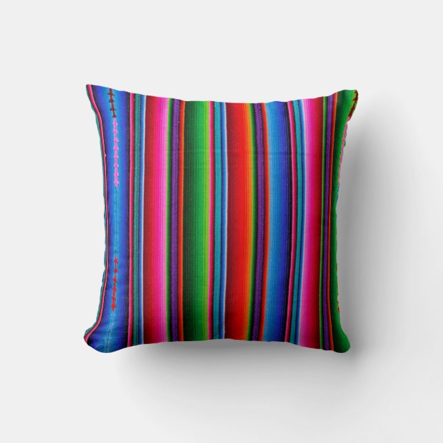 Texture Of Mexican Fabric Throw Pillow (Front)