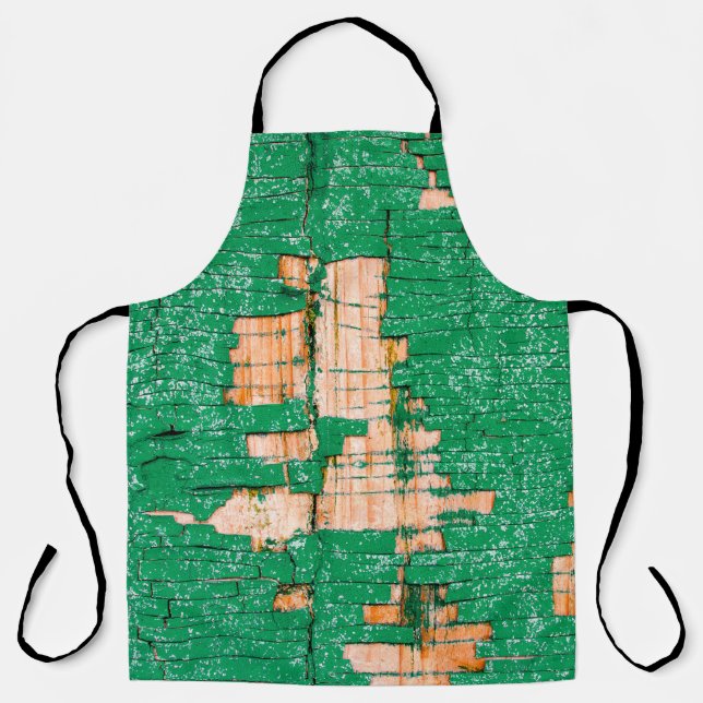 Texture of old wooden fence with shabby paint. Gre Apron (Front)