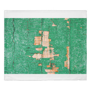 Texture of old wooden fence with shabby paint. Gre Duvet Cover