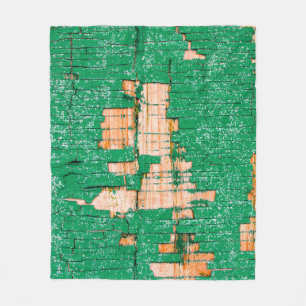 Texture of old wooden fence with shabby paint. Gre Fleece Blanket