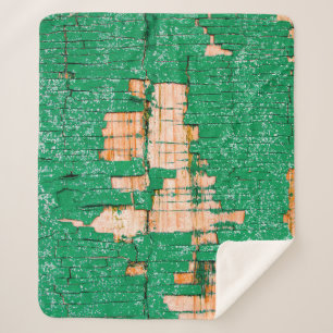 Texture of old wooden fence with shabby paint. Gre Sherpa Blanket