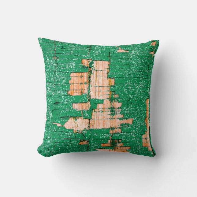 Texture of old wooden fence with shabby paint. Gre Throw Pillow (Front)