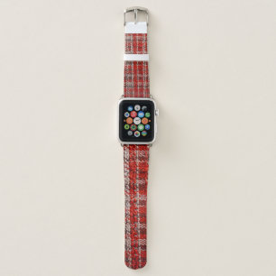 Texture of red tartan fabric useful as a backgroun apple watch band