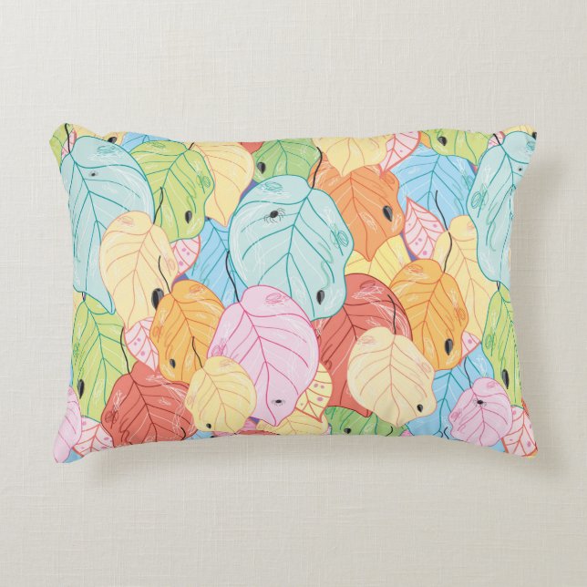 texture of the bright colored leaves accent pillow (Front)