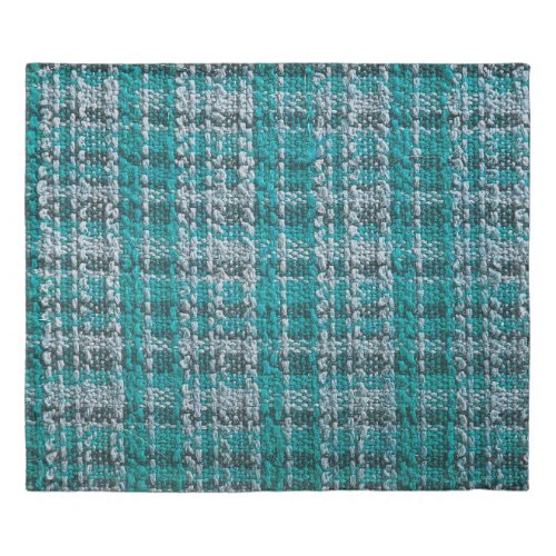 Texture of turquoise tartan fabric duvet cover