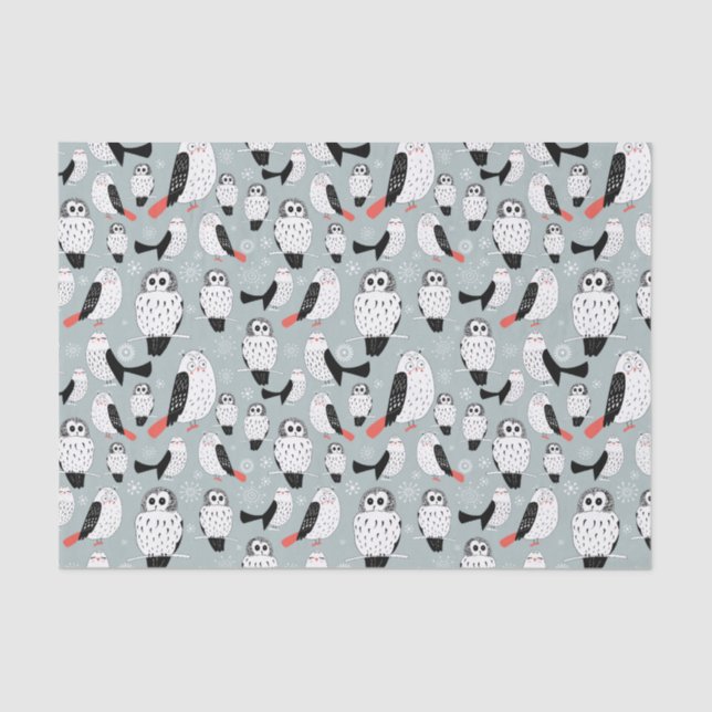 Texture Of White Owls Tissue Paper (Front)
