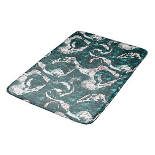 Texture of white spots mixed in aquamarine to cyan bath mat