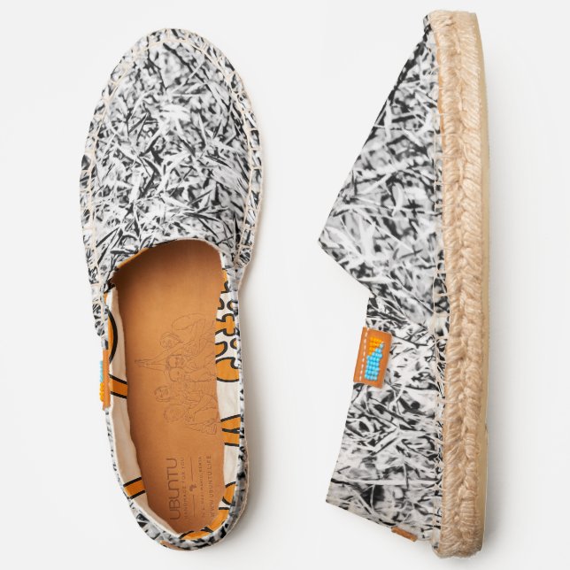 Texture Of Willow Leaves In Black And White Espadrilles (Side)