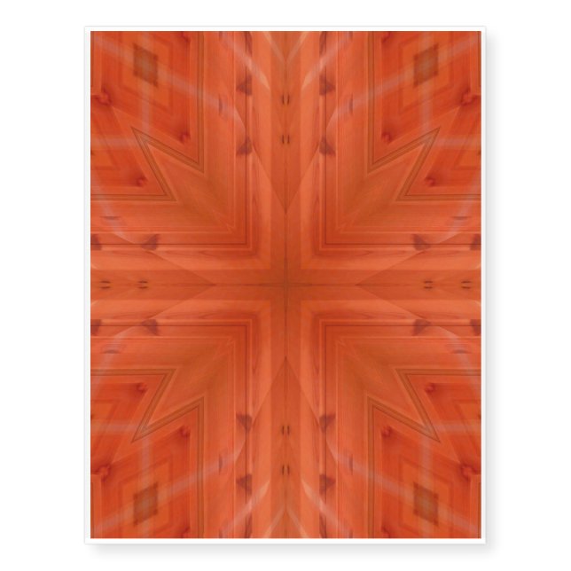 Texture orange wood pattern temporary tattoos (Front)