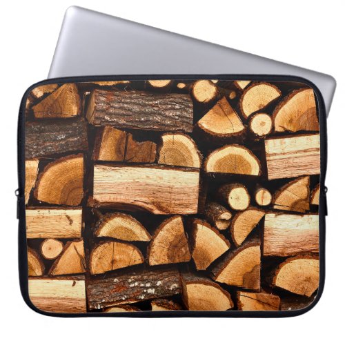 Texture Pile of chopped fire wood stored winterw Laptop Sleeve