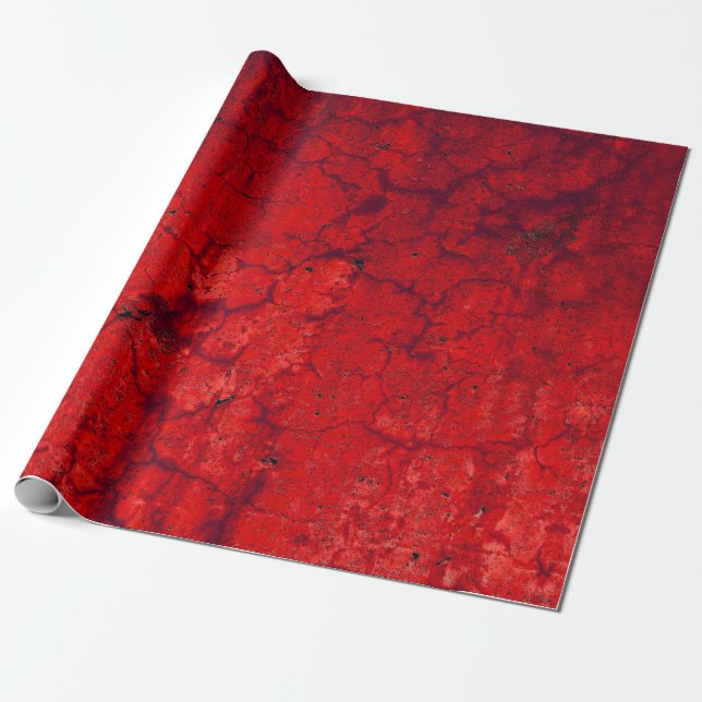 Texture Red Rustic Vintage Antique Grunge Wrapping Paper (Unrolled)