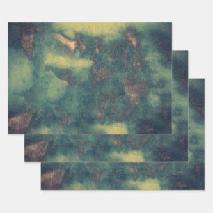 Texture Rustic Vintage Green Brown Teal Abstract Wrapping Paper Sheets