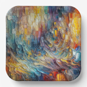 Texture Thick Paint Abstract Paper Plates