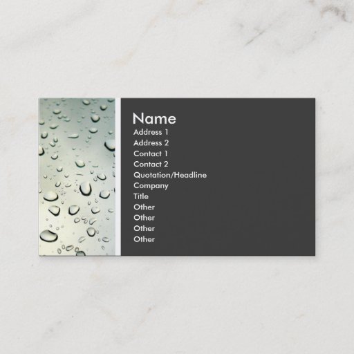Customizable Texture Tone (Rain on my Window) Business Card Template