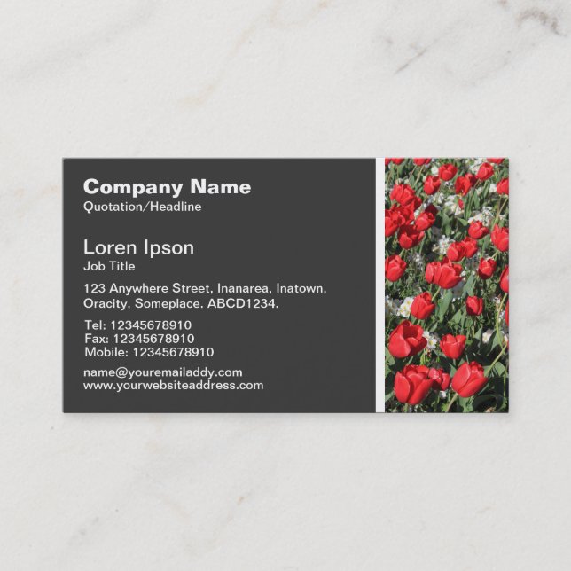 Texture Tone - Red Tulips Business Card (Front)