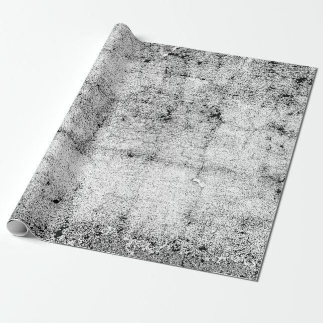 Texture Vintage Distressed White Black Decoupage Wrapping Paper (Unrolled)