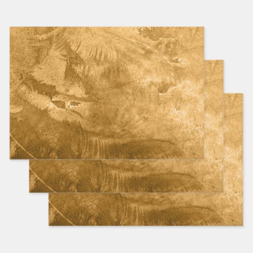 Texture Vintage Rustic Gold Brown Grunge Pattern Wrapping Paper Sheets