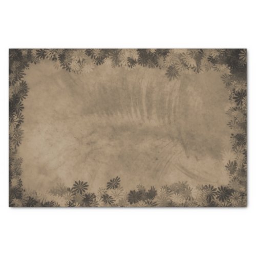 Texture Vintage Rustic Sepia Floral Grunge Design Tissue Paper