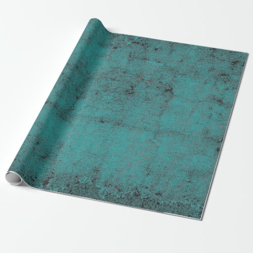 Texture Vintage Teal Black Chic Decoupage Wrapping Paper