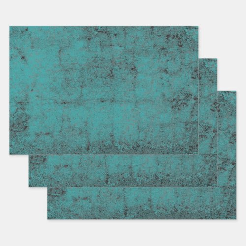 Texture Vintage Teal Black Chic Decoupage Wrapping Paper Sheets