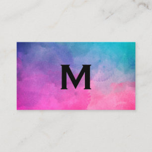 Texture Watercolor Monogram Business Card