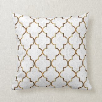 Texture White &amp; Gold Quatrefoil Pattern