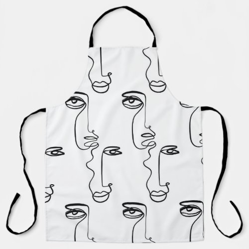 Texture with abstract faces One continuous line p Apron