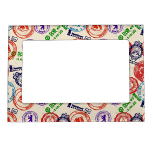 Texture with real stamps. magnetic frame