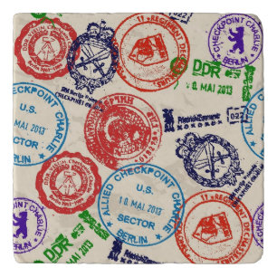 Texture with real stamps. trivet