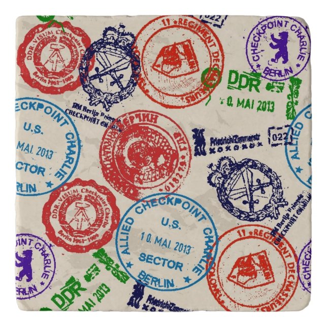 Texture with real stamps. trivet (Front)