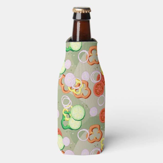 Texture With Slices Of Vegetables Bottle Cooler (Bottle Front)