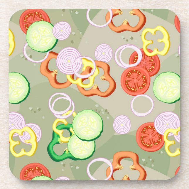 Texture With Slices Of Vegetables Coaster (Front)