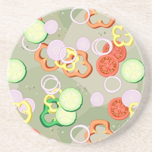 Texture With Slices Of Vegetables Drink Coaster (Front)