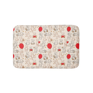 Texture With Teddy Bears Bathroom Mat
