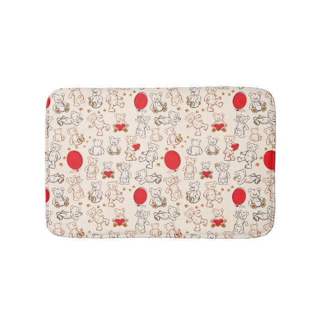 Texture With Teddy Bears Bathroom Mat (Front)