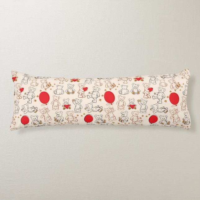Texture With Teddy Bears Body Pillow (Front)