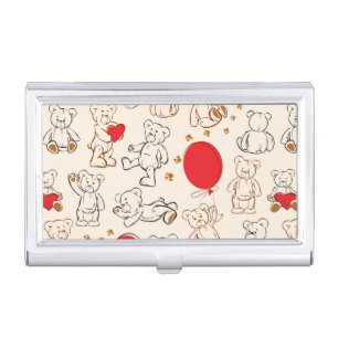 Texture With Teddy Bears Business Card Holder