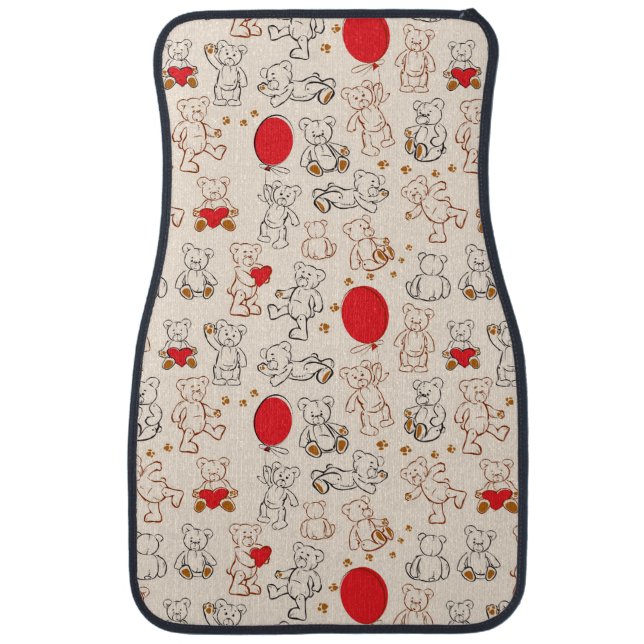Texture With Teddy Bears Car Floor Mat (Front)