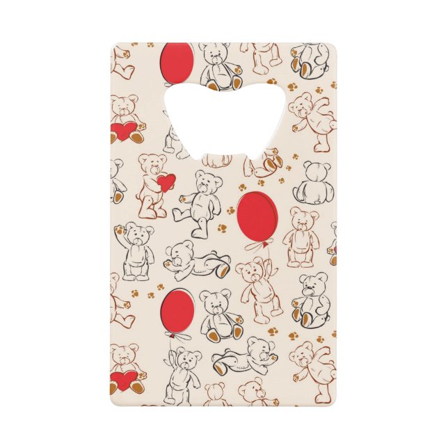 Texture With Teddy Bears Credit Card Bottle Opener (Front)