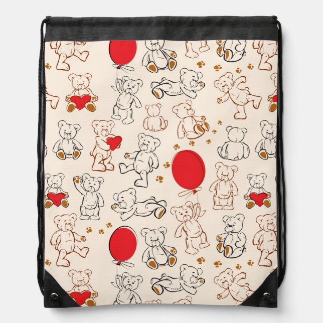 Texture With Teddy Bears Drawstring Bag (Front)