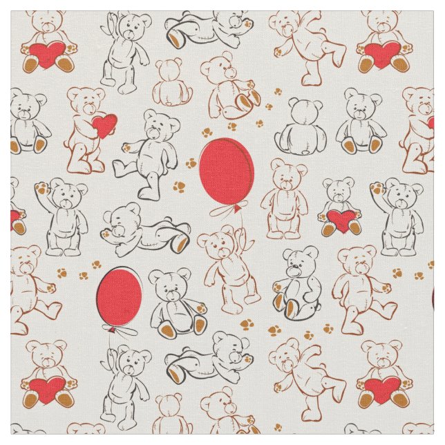 Texture With Teddy Bears Fabric (Close Up)