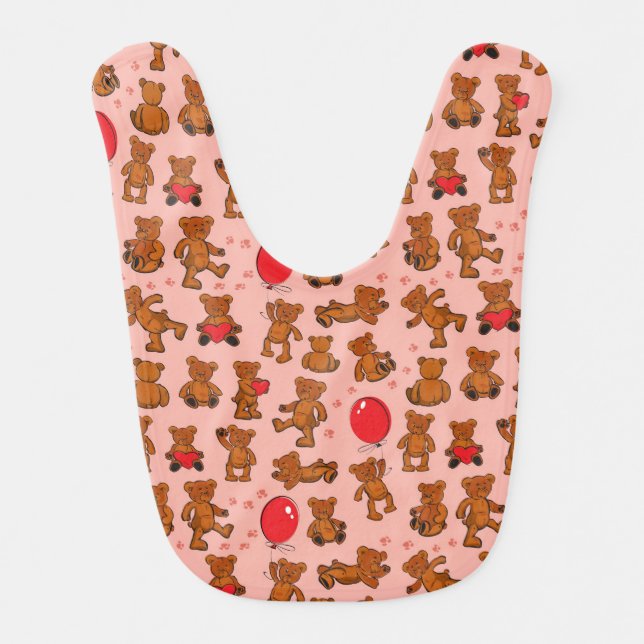 Texture With Teddy Bears, Hearts Bib (Front)